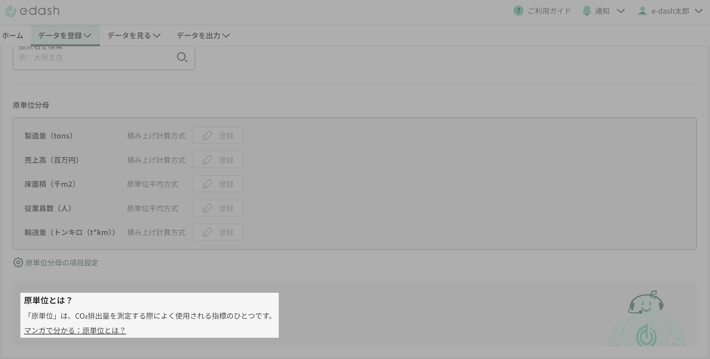 原単位とは？説明エリア